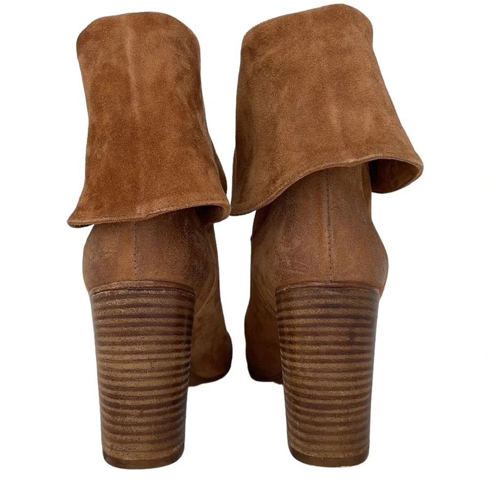 Free People Fold Down Brown Suede Leather Heeled Size 41